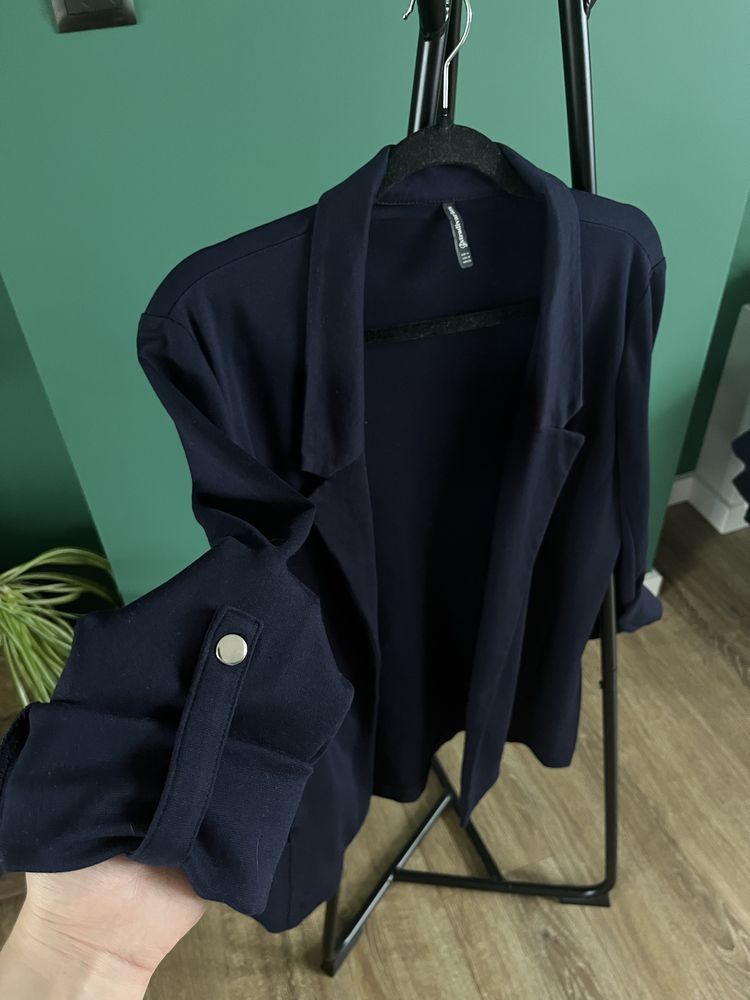 Marynarka żakiet stradivarius bawełna elegancka granat czarny