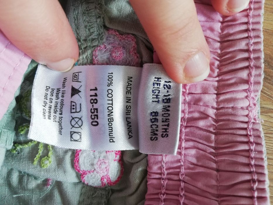 Spodnie zielone w kwiaty bojówki szerokie spodenki dziewczęce 80 86 92