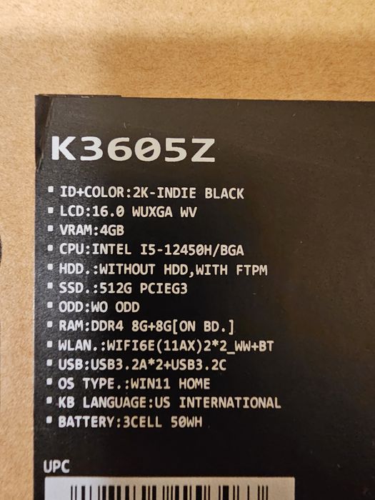 Laptop Asus Vivobook 16X K3605Z