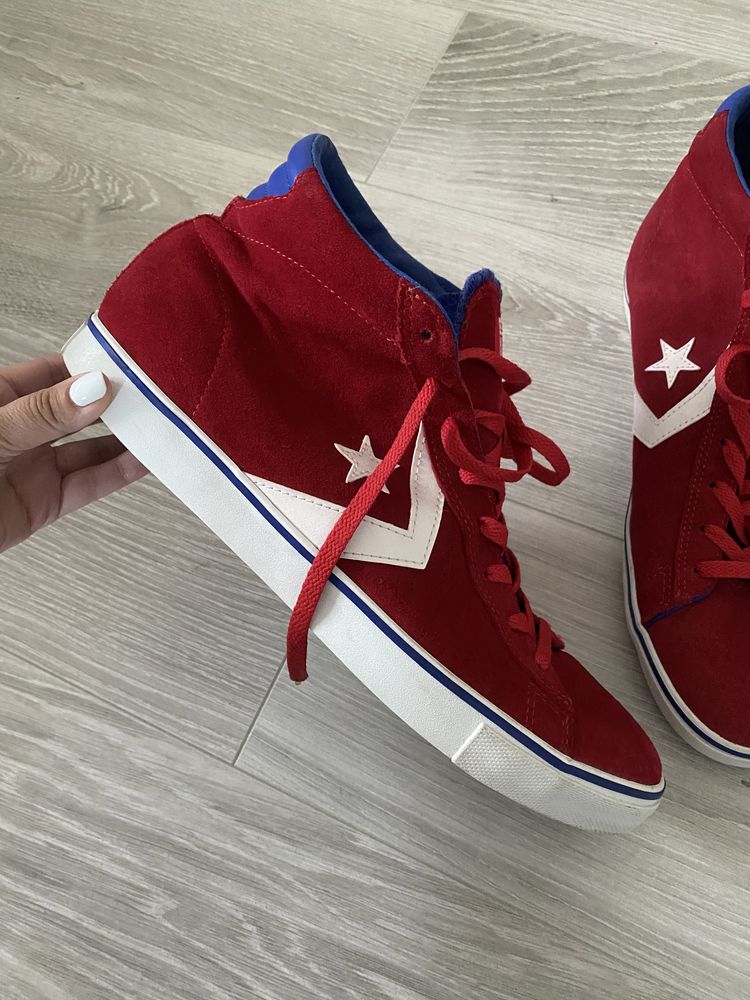 Красные Замшевые кеды ботинки Converse