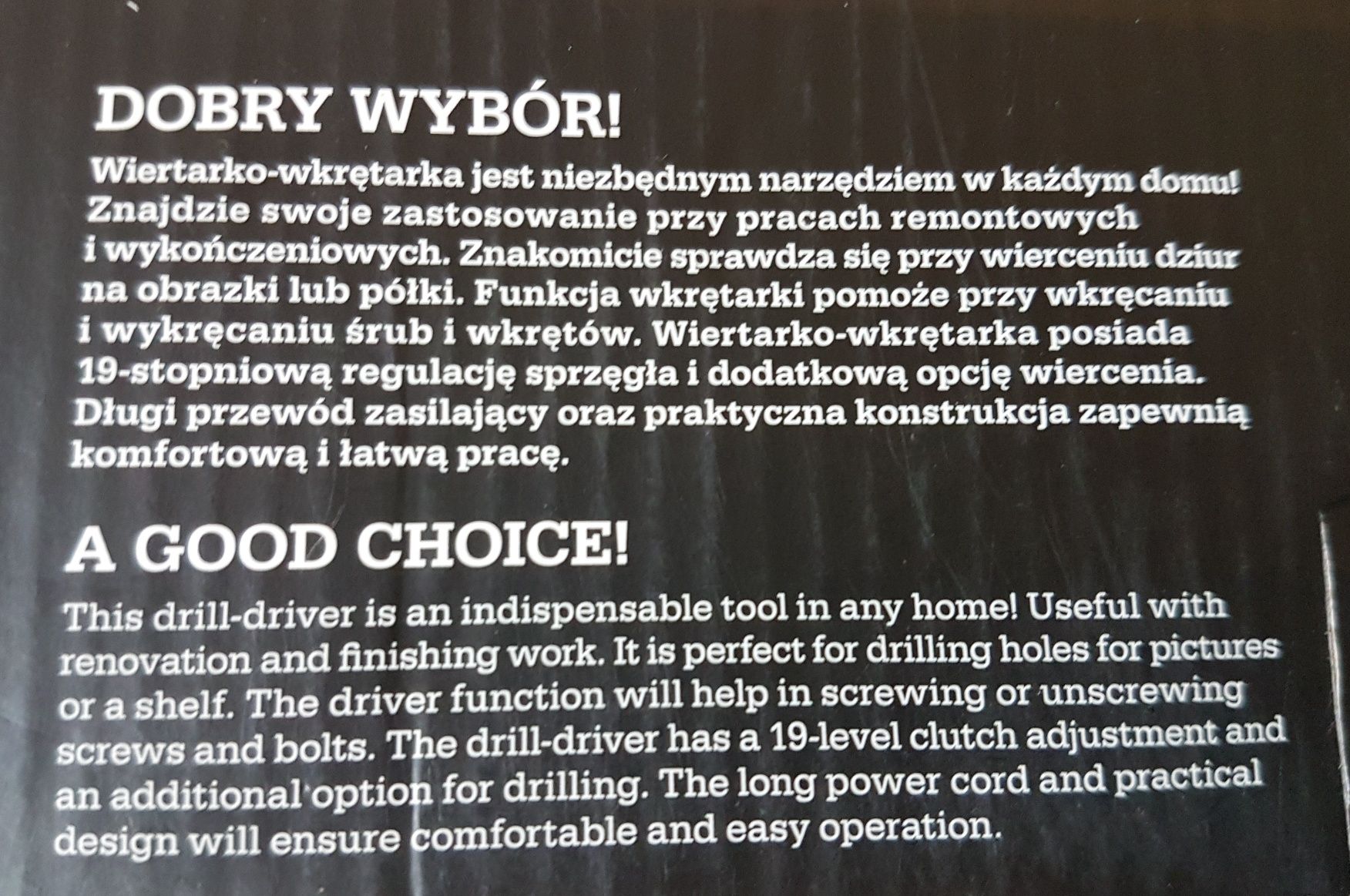 NOWA Wiertarko-wkrętarka sieciowa 280 W Przewód 6m