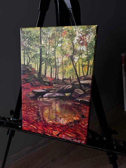 obraz olejny jesień w rubinach