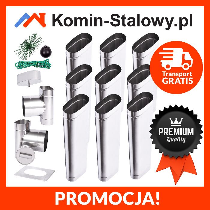 Wkłady Kominowe Owalne do Komina Fi120x240/9m/1mm Kwaso-żarooodporny