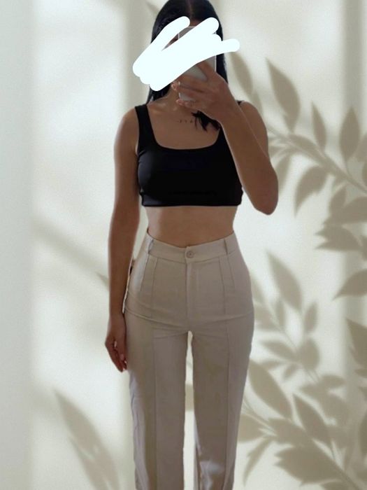 Spodnie materiałowe cygaretki garniturowe eleganckie proste szerokie