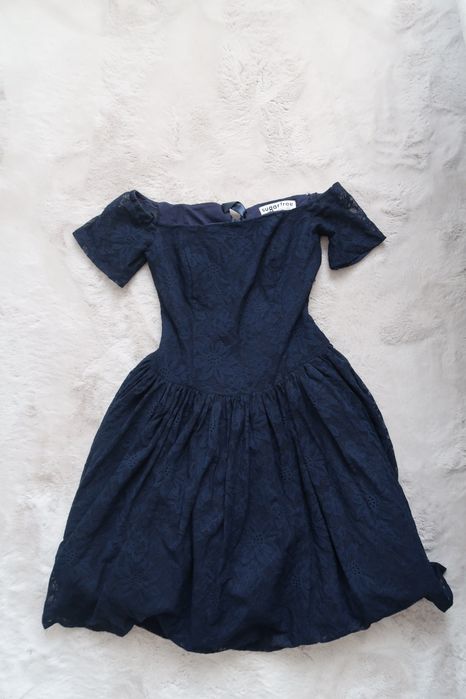 NOWA Sukienka granatowa wiązana Sugarfree hiszpanka bal wesele