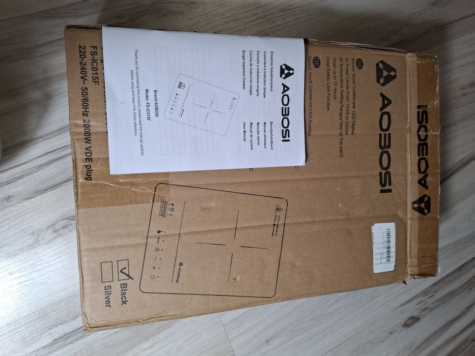 Aobosi płyta indukcyjna, przenośna płyta ceramiczna Kuchenka 2000 W, L