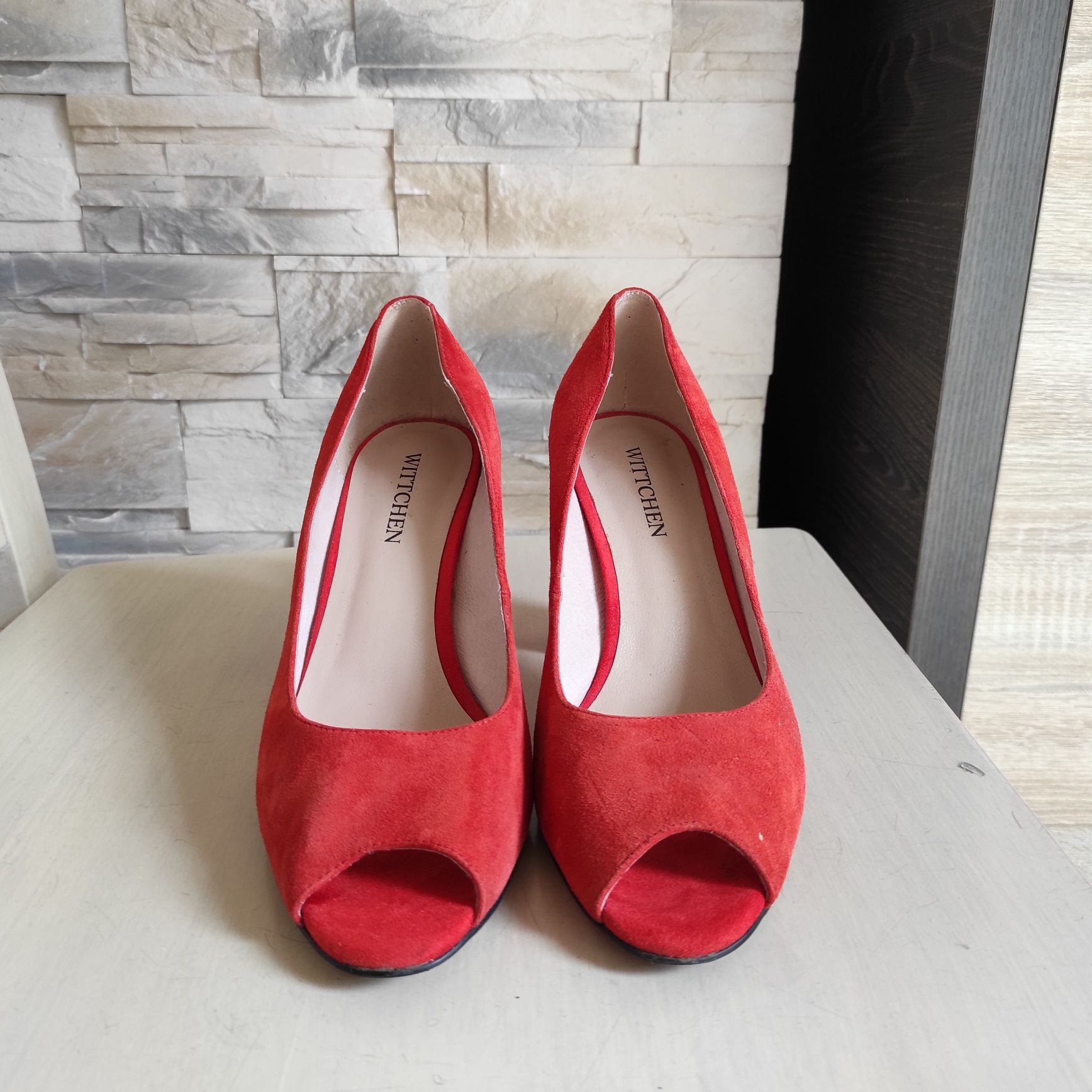 Buty na słupku zamszowe rude pomarańczowe r 39