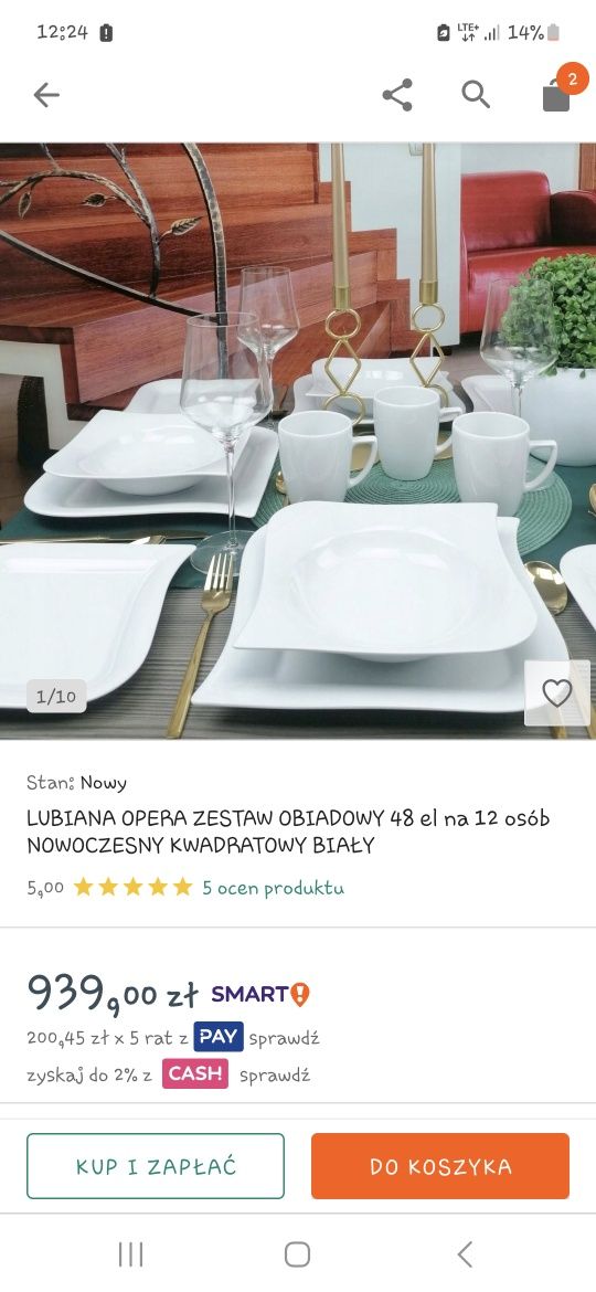 Zastawa stołowa 12 osób plus akcesoria Lubiana Opera