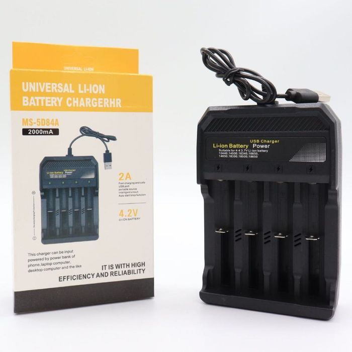 Зарядний пристрій на 4 акумулятора Li-ion, від USB, 4,2V/2A, MS-5D84A