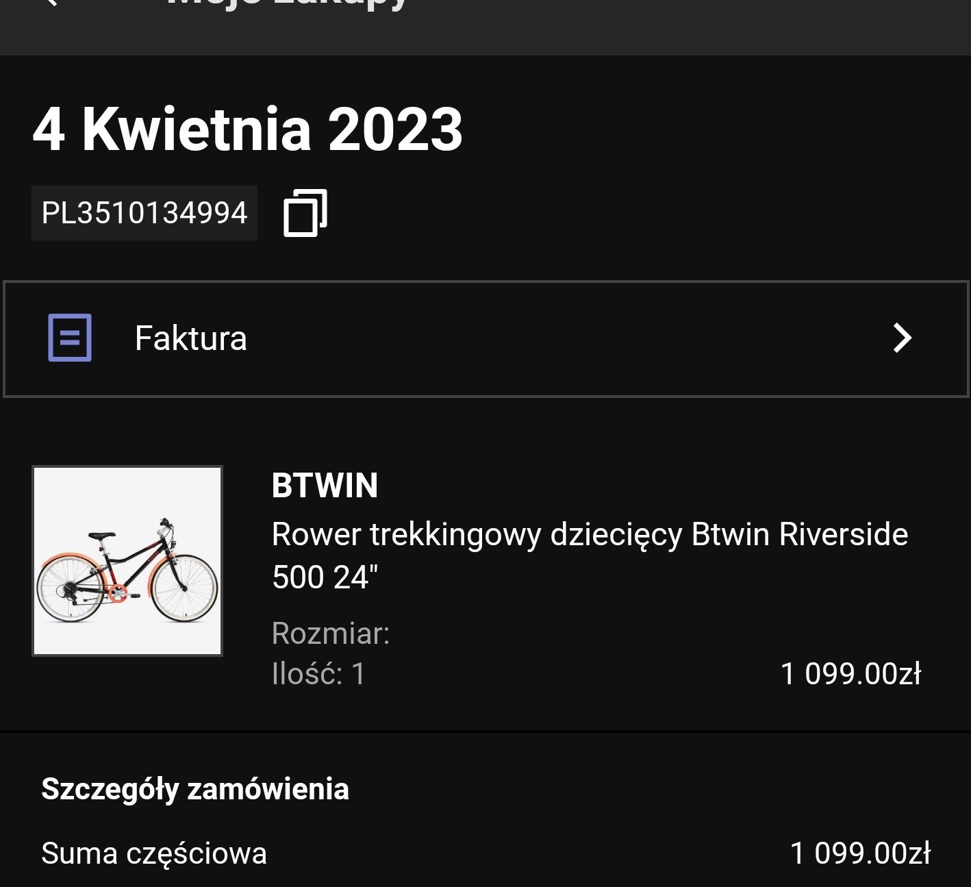 Rower dziecięcy btwin riverside 500 24"