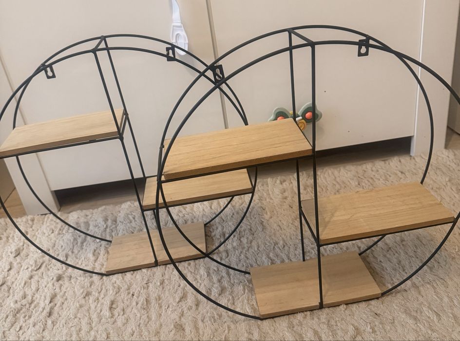 Półki metalowe  z drewnem