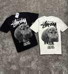 Stussy • Новая футболка Hippo • Черная / Белая • Стусси