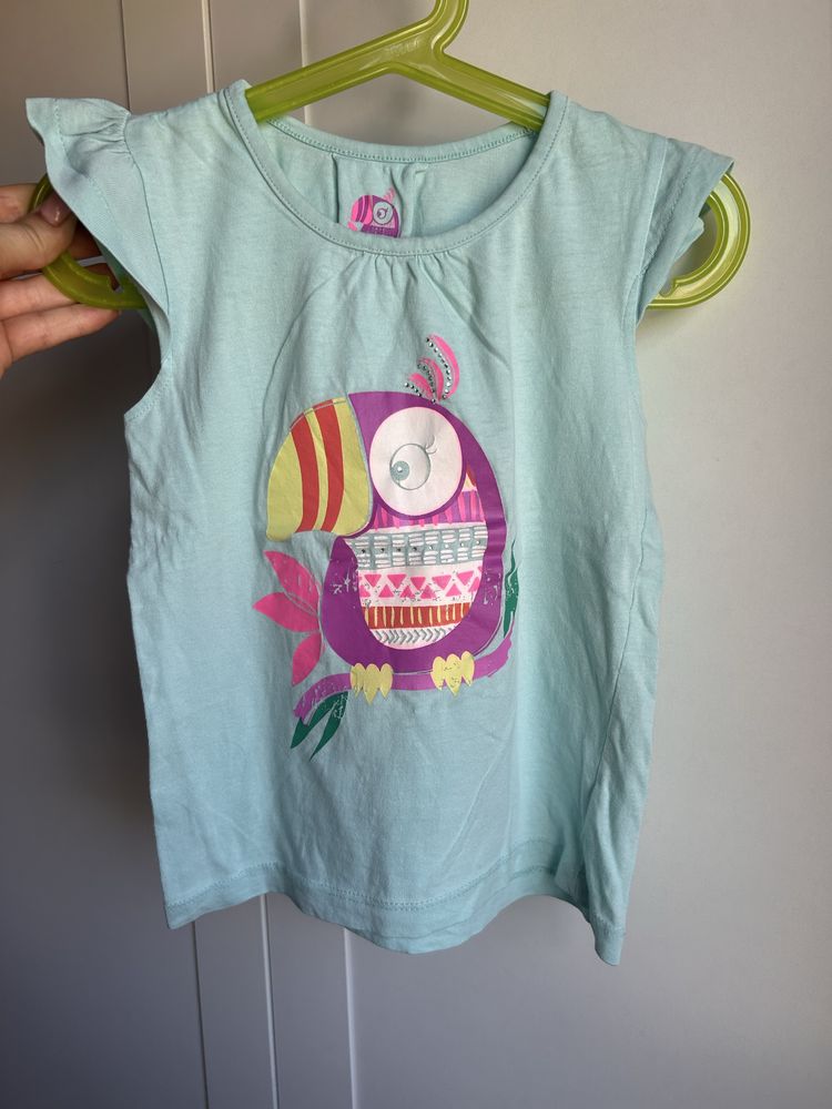 Turkusowy t-shirt papuga cekiny young dimension r. 116