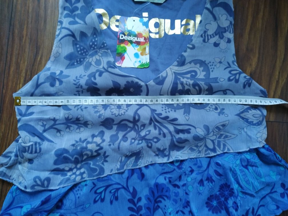 Desigual sukienka letnia 40 falbanki tricolor