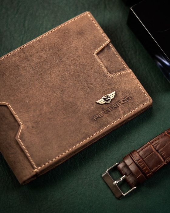 skórzany portfel męski z kieszonką na kartę - peterson