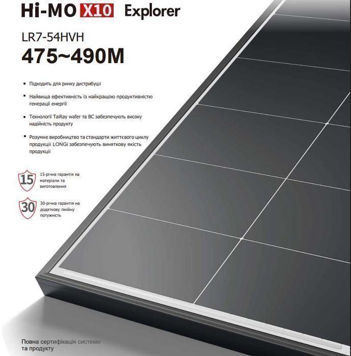 ‼️‼️69$ LONGI Solar 475Вт Hi-MO X10 Сонячні батареї панелі. ‼️МОНТАЖ‼️