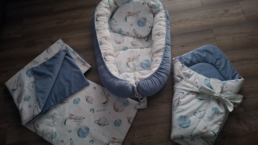 Nowy zestaw Premium 5el kokon, kołderka, podusia, rożek i Miś