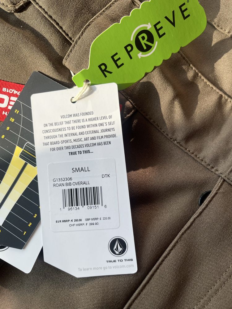 Spodnie Volcom roan bib overall 15k S  snowboard narty narciarskie