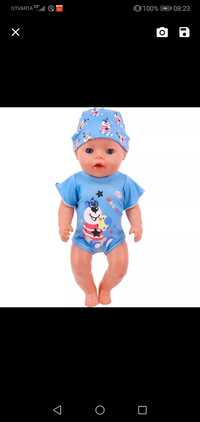 Body z czapka dla lalki baby born