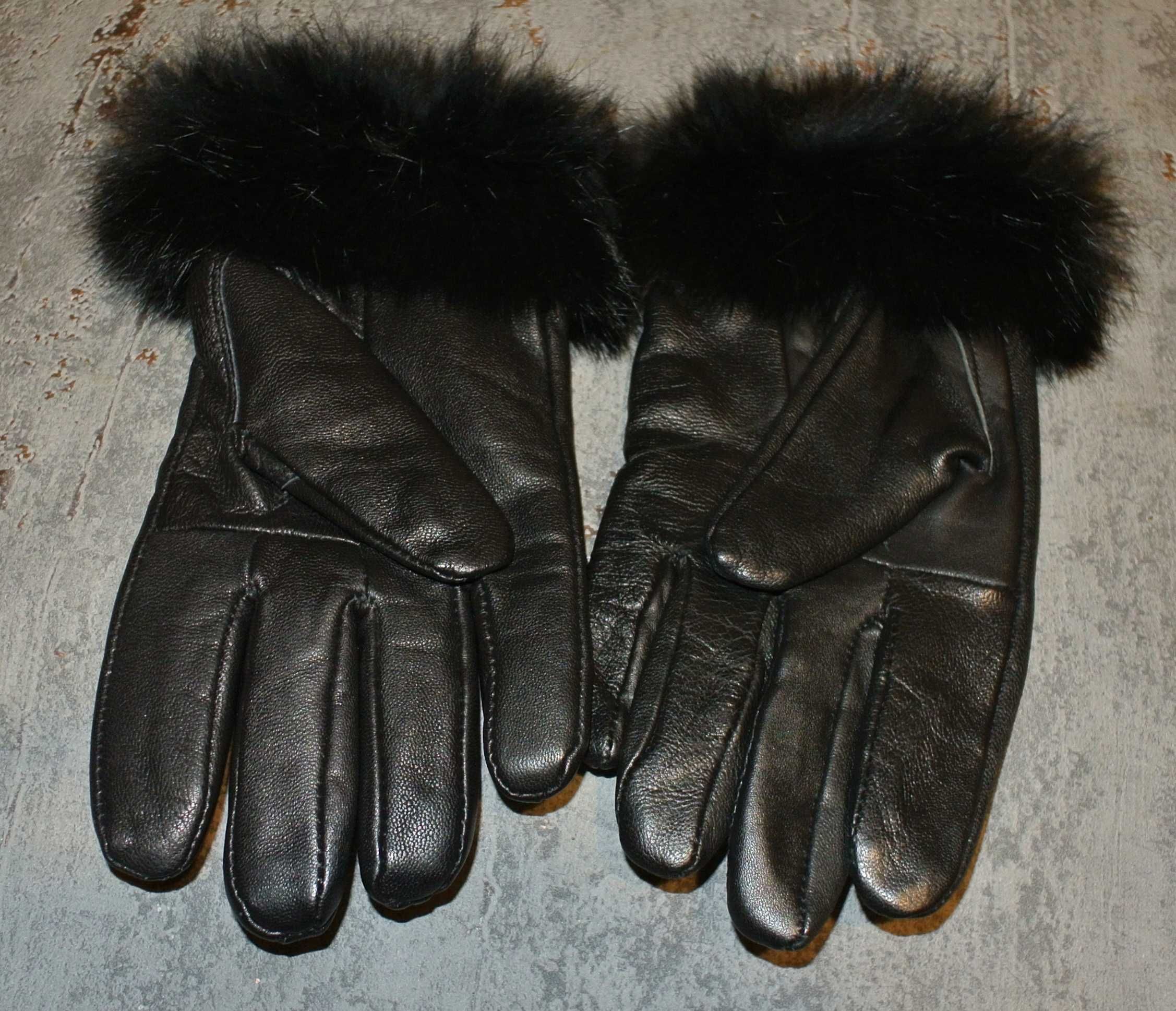 Skórzane rękawiczki z futerkiem - Baypa Germany