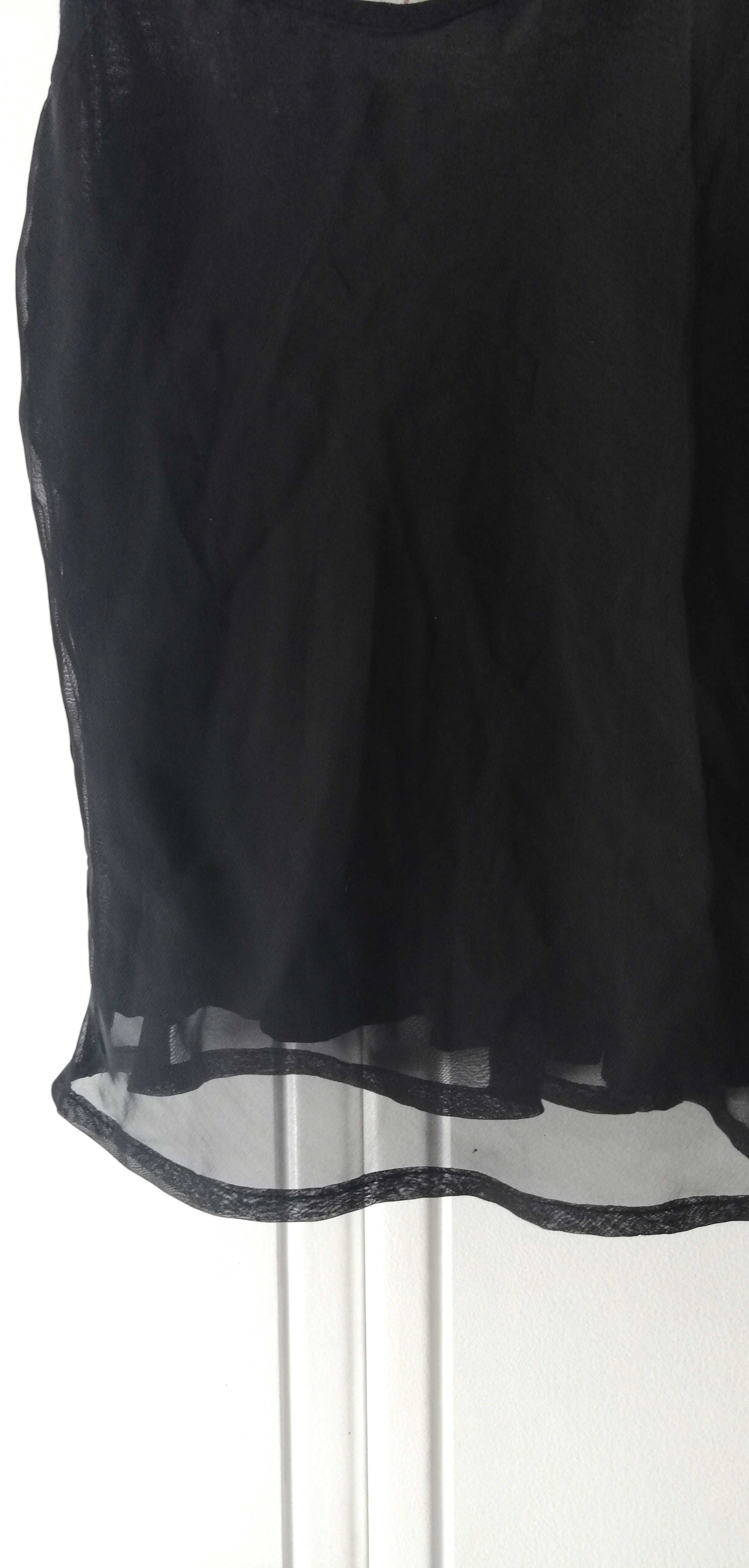 H&M hennes czarna podkoszulka bluzka na ramiączkach z dekoltem V 36S