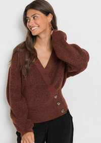 B.P.C brązowy sweter oversize kopertowy ^40/42