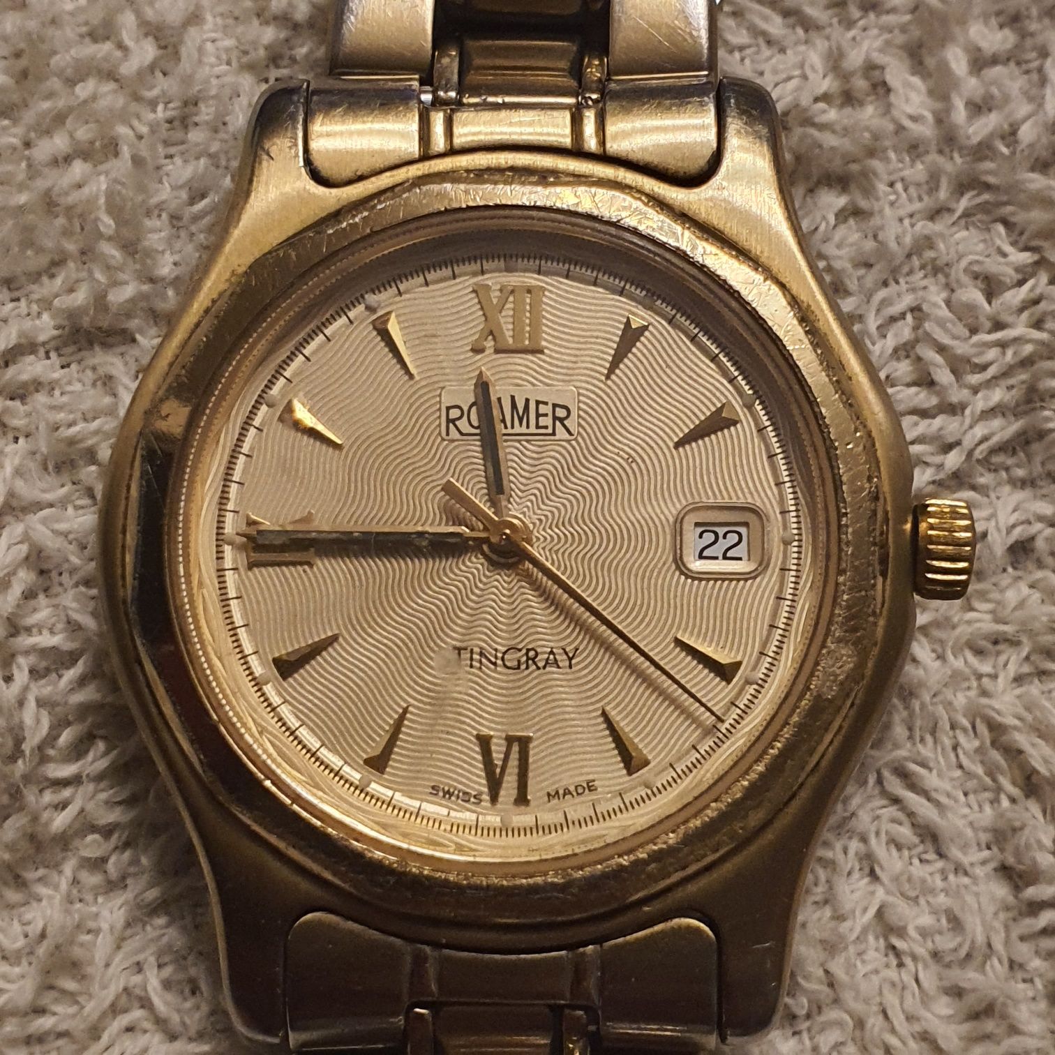 Roamer Zegar męski oryginalny, pozłacany. 30 mm.