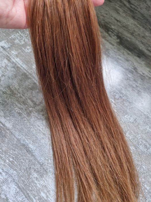 Włosy dziewicze farbowane naturalne kasztanowy brąz 40 g 40 cm
