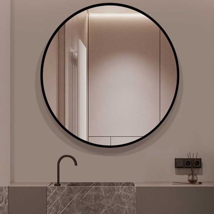 NOWE Lustro Łazienkowe Okrągłe w Ramie Czarne Do Łazienki Przedpokoju