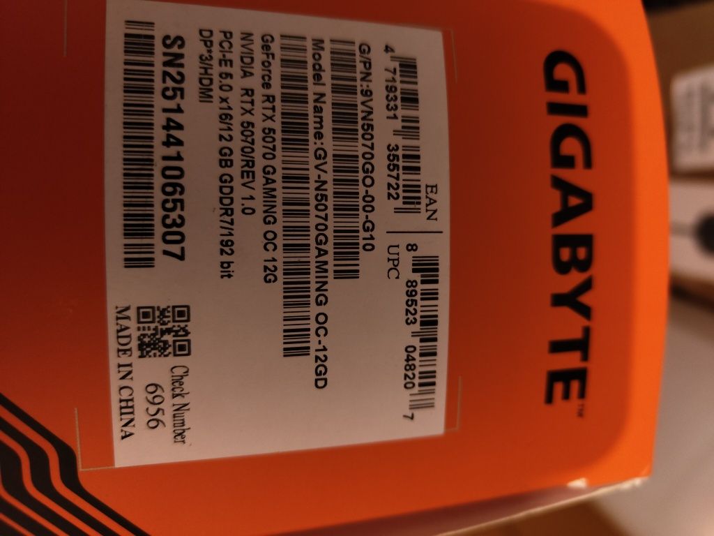 Відеокарта GF RTX 5070 12GB GDDR7 Gaming OC Gigabyte! НОВА!!