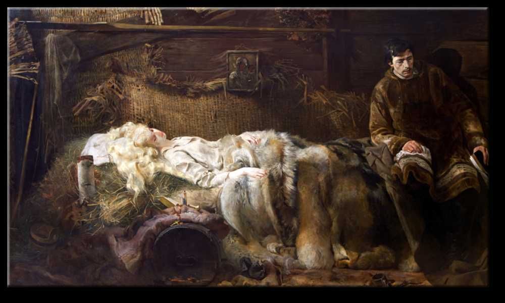 Śmierć Ellenai obraz Jacka Malczewskiego 120x70 płótno