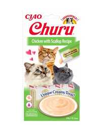 kremowy przysmak dla kota Churu o smaku kurczaka z przegrzebkami4x14g