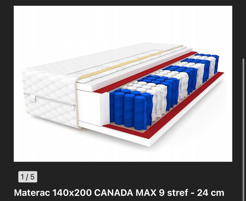 Materac 1400x200 Canada Max 9 stref 24 cm
