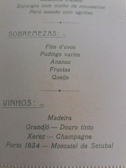 Menu de festa de 1918