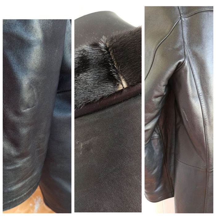 Чоловіча зимова шкіряна куртка цигейка лайка