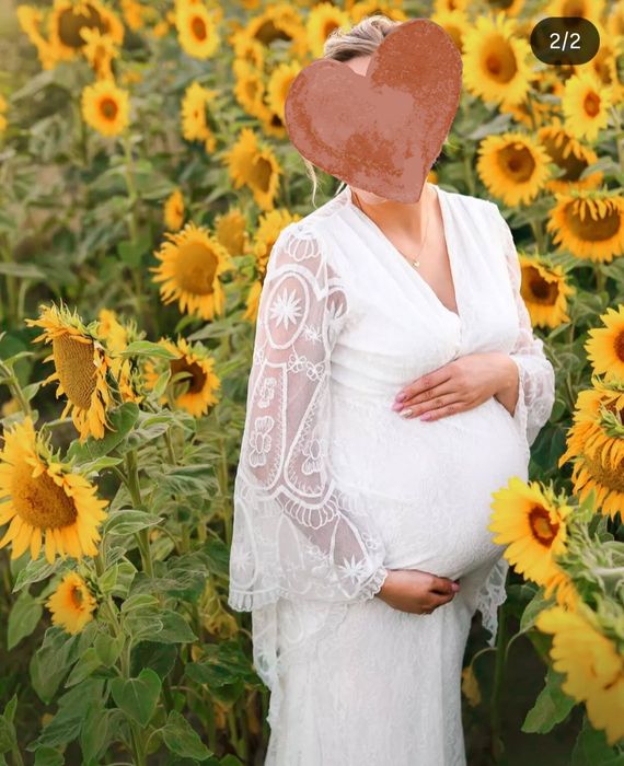Biała, długa sukienka koronkowa boho rybka