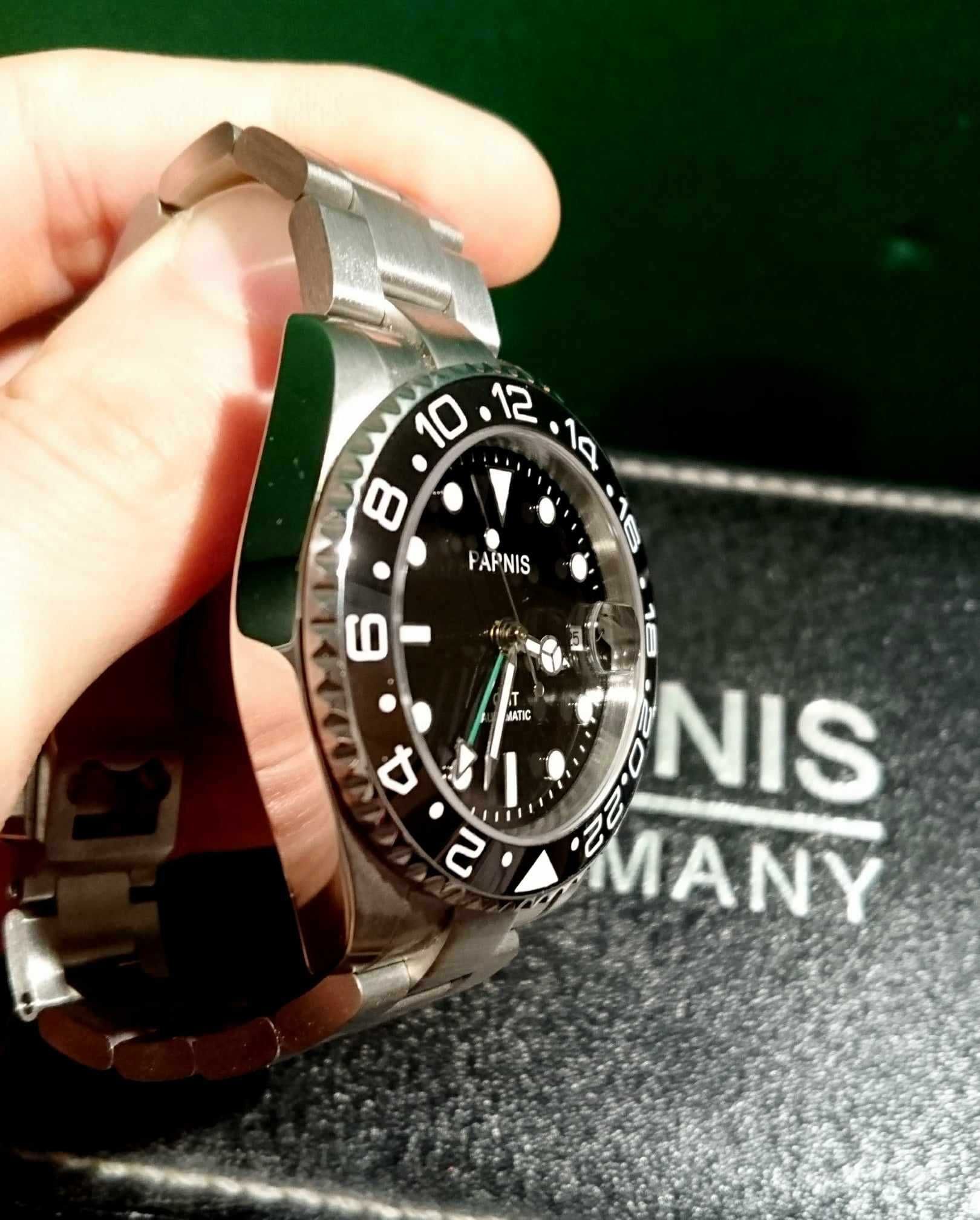 Zegarek Parnis GMT Master II na Oryginalnej Bransolecie licencja Rolex