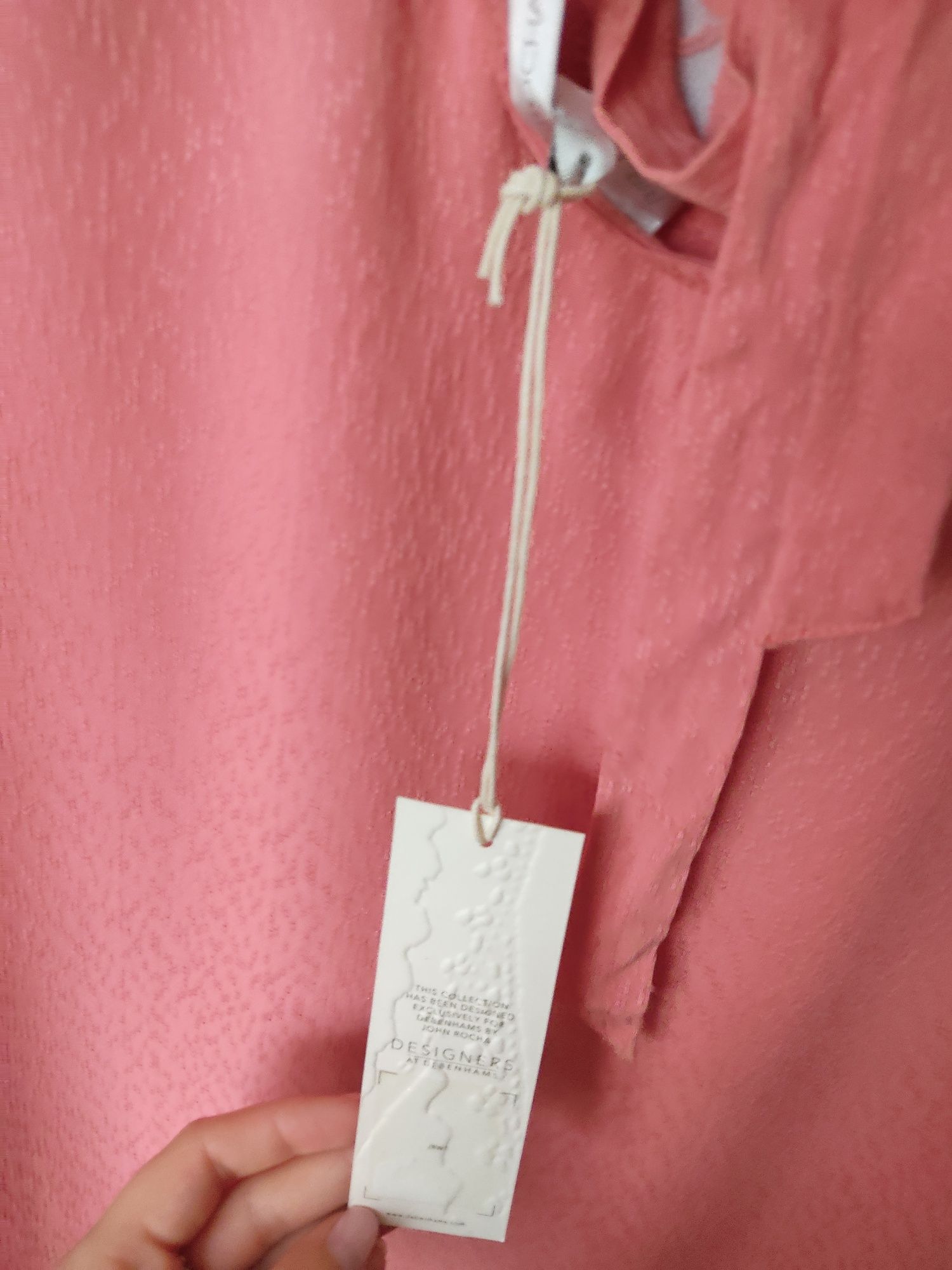 Pudrowo-różowa bluzka z dekoltem w serek 5XL plus size 50 nowa z metką