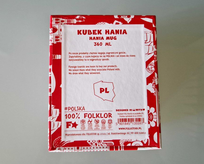 Kubek ceramiczny HANIA w pudełku (360 ml, Polska Symbole, FOLKSTAR)