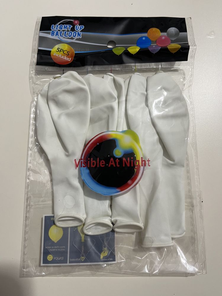 Balony świecące LED białe 15 sztuk