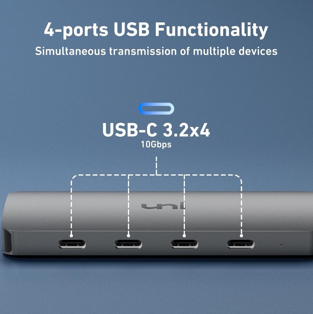 Adapter USB-C HUB 4w1 USB - C pleciony kabel U