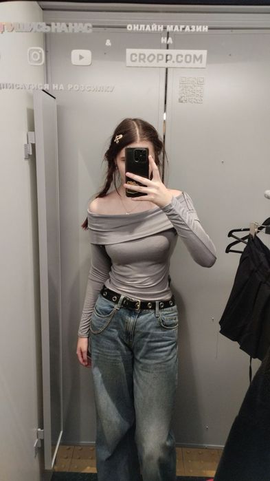 Кофта лонгслів з вільними плечами | opium cutecore coquette lolita y2k