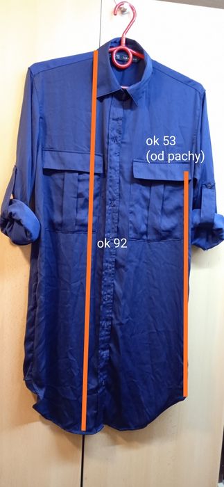 Luźna koszula sukienka Zara granatowa