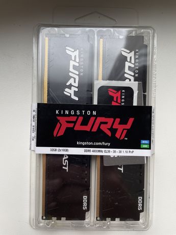 Память для ПК Kingston DDR5 4800 32GB KIT (16GBx2) FURY Beast Black