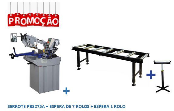 Serrote de Fita 275 A + Bancada rolos 2 metros + Cavalete rolo Powered