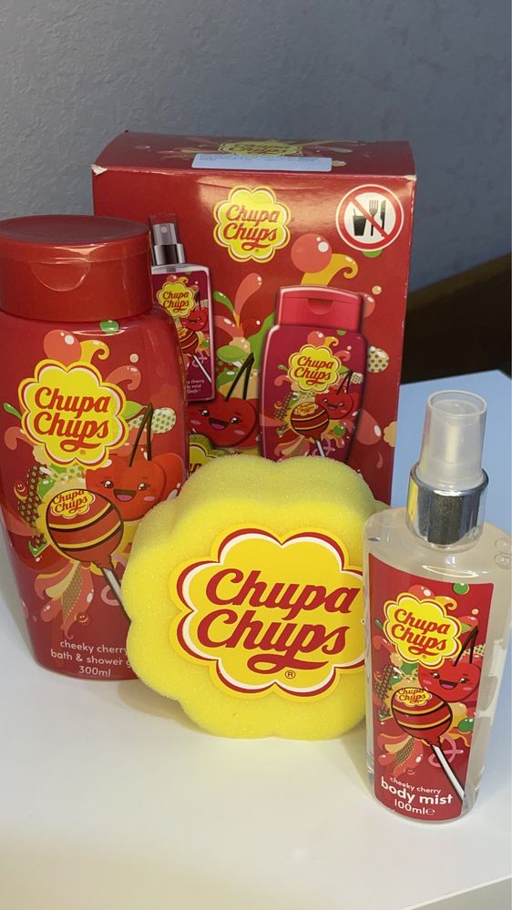 Подарунковий набір chupa chups з гелем,мочалкою та спреєм чупа чупс