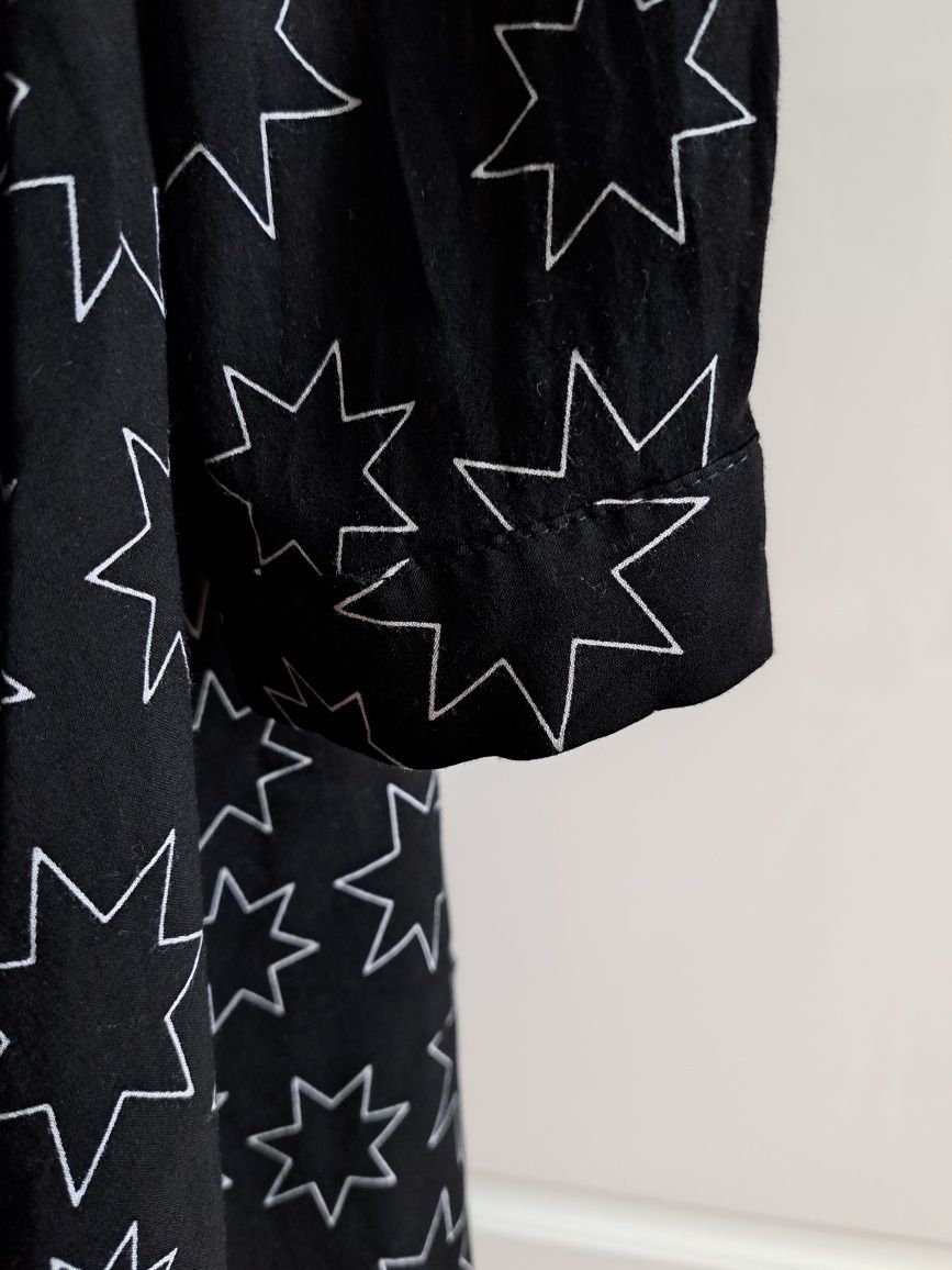 Zara woman  czarna bluzka koszulowa w gwiazdki wiskoza