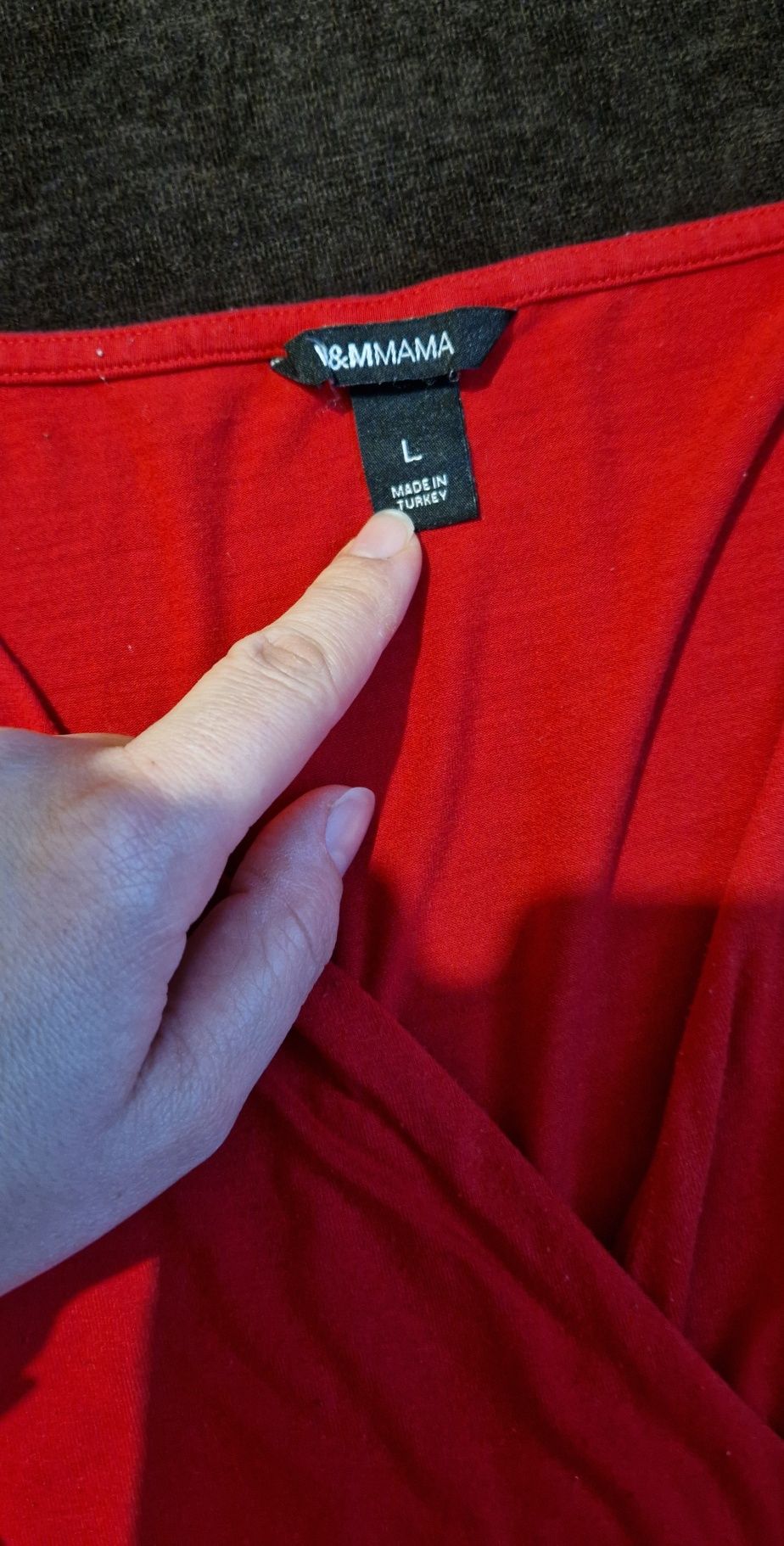 Czerwona bluzka tunika ciążowa, do karmienia H&M Mama