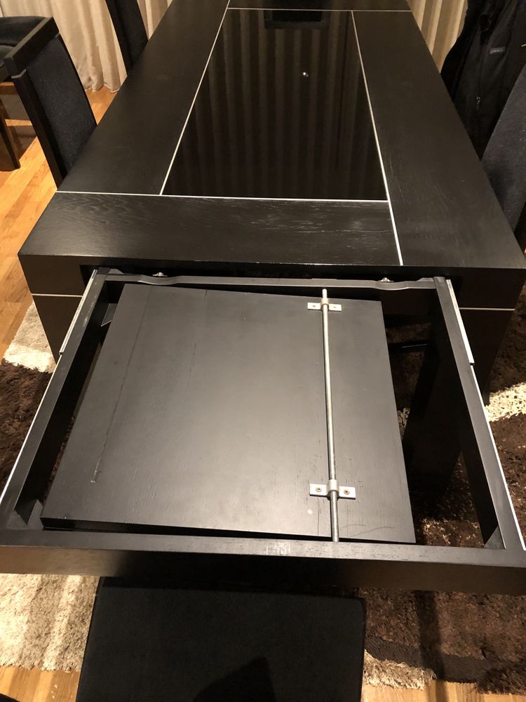 Mesa extensível com vidro + 8 cadeiras