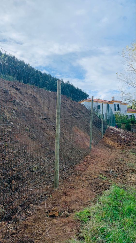 Vedações, Rede, Postes, Madeira, Cimento